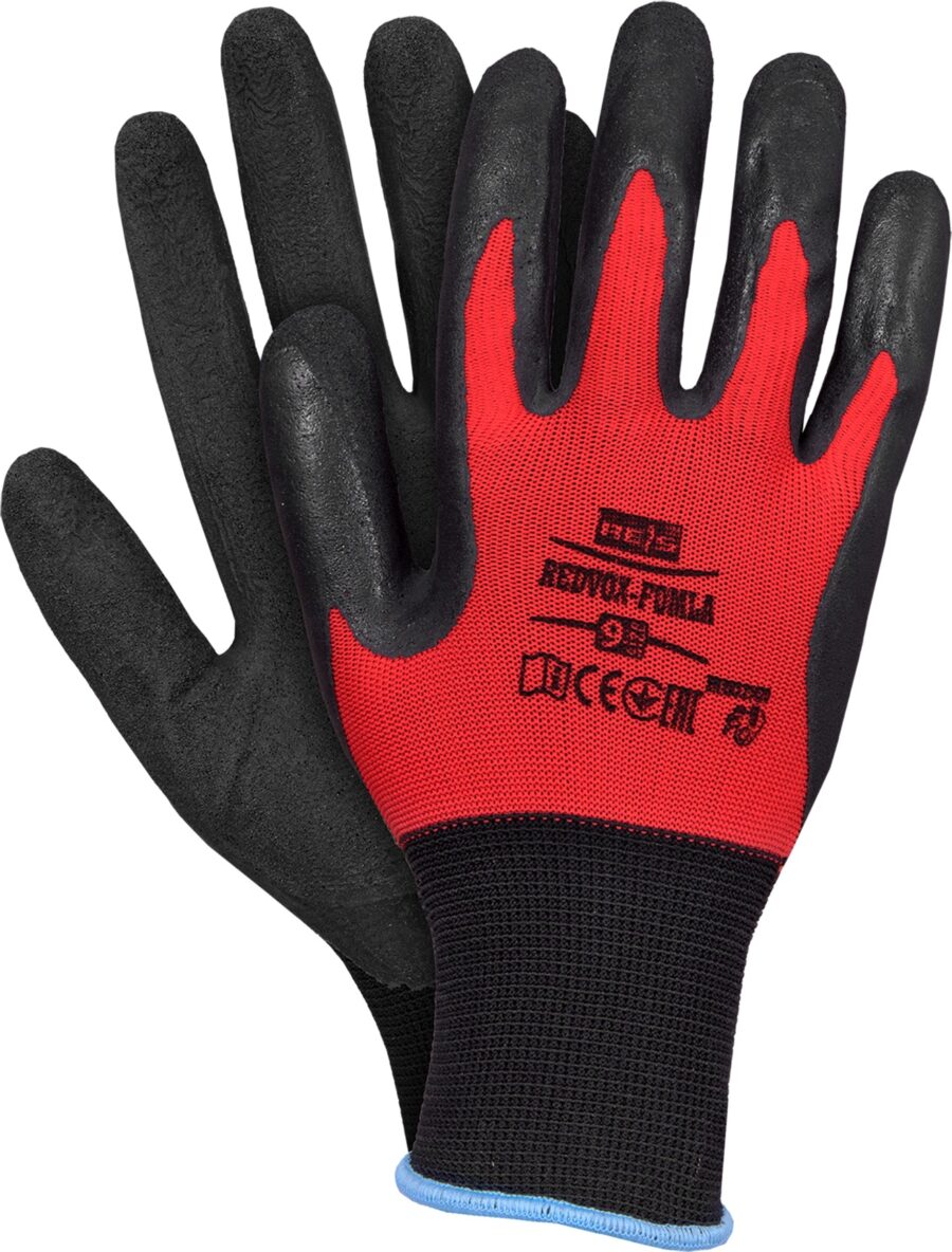 Latexbe mártott munkakesztyű RICK FOAM RED