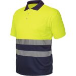 Fényvisszaverő galléros póló FLUO ORANGENEO NAVY