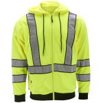 Fleece fényvisszaverő kapucnis pulóver cipzárral LUMINO YELLOW