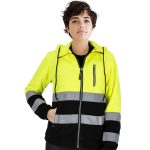 Női polár fényvisszaverő kapucnis pulóver MANTIS HOOD YELLOW