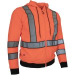 Fleece fényvisszaverő kapucnis pulóver cipzárral LUMINO ORANGE